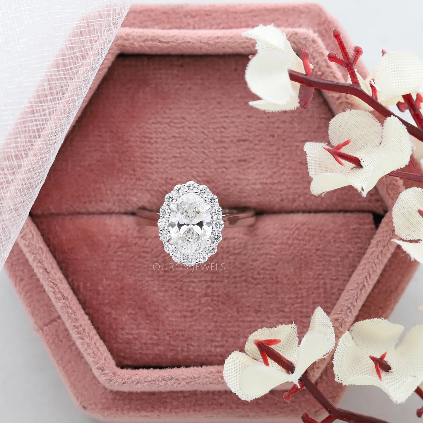 Oval Halo Diamond Engagement Ring