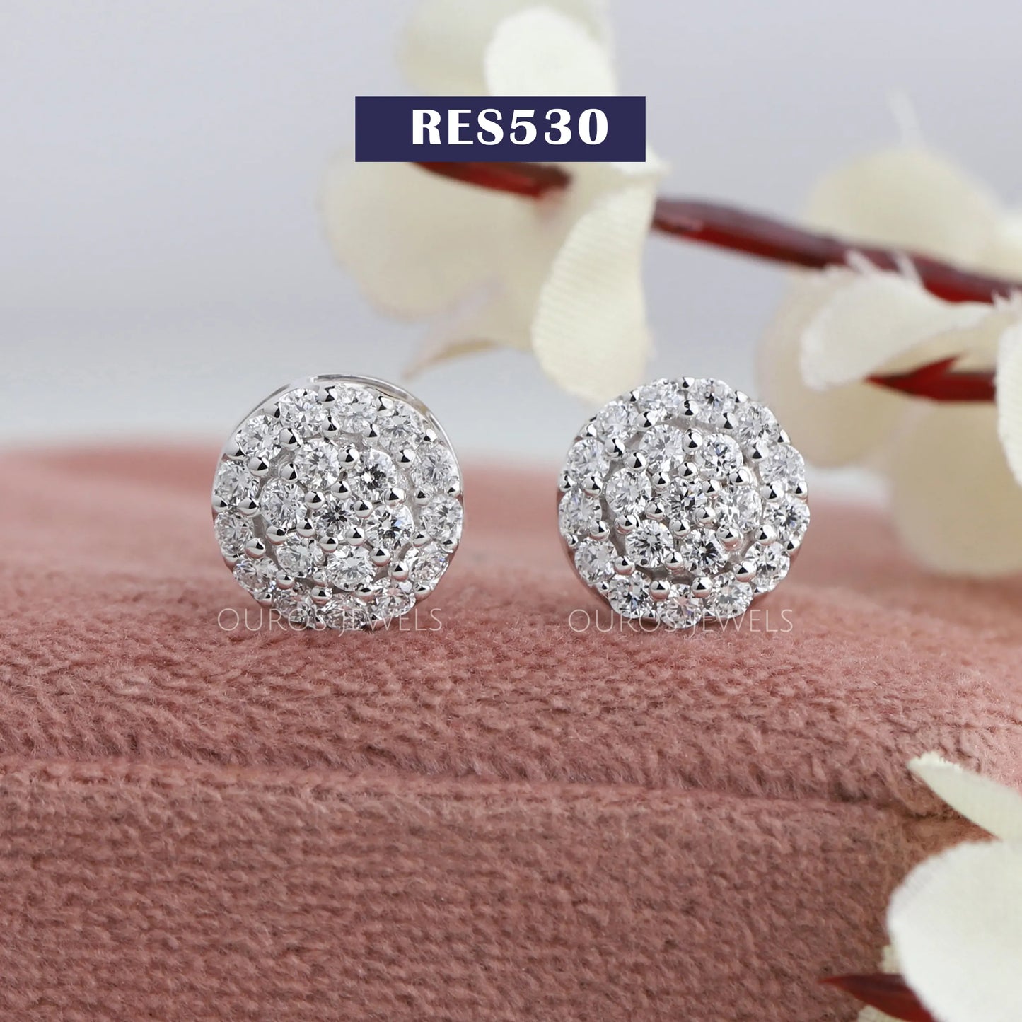 Round Lab Diamond Cluster Earrings