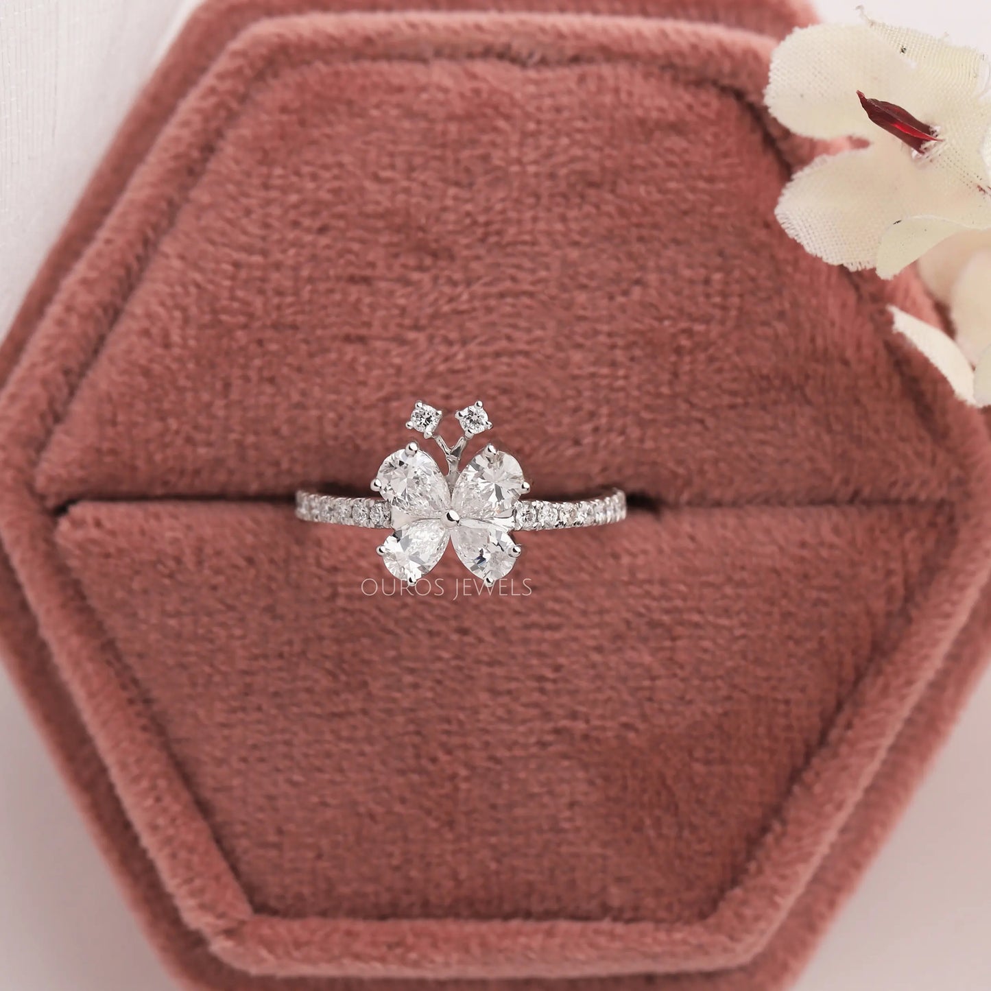 Pear & Round Cut Butterfly Ring