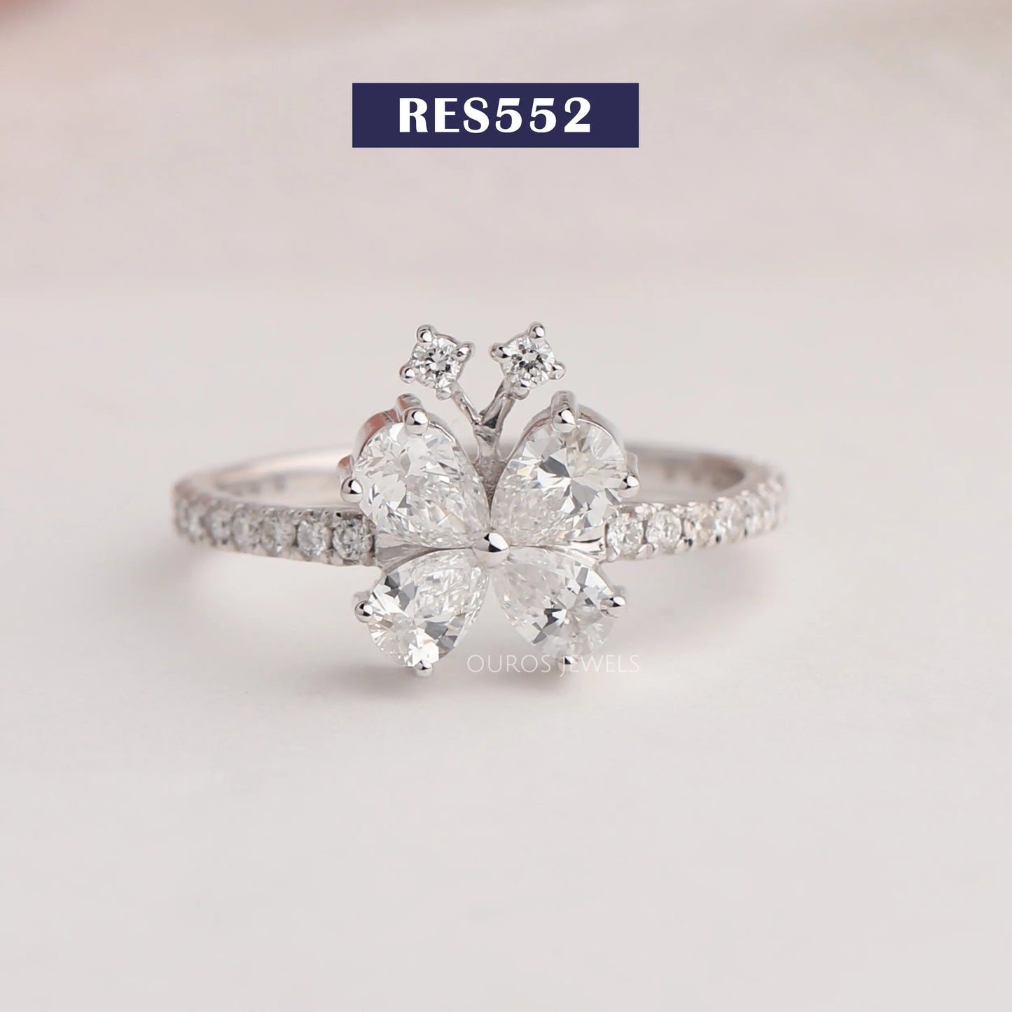 Pear & Round Cut Butterfly Ring