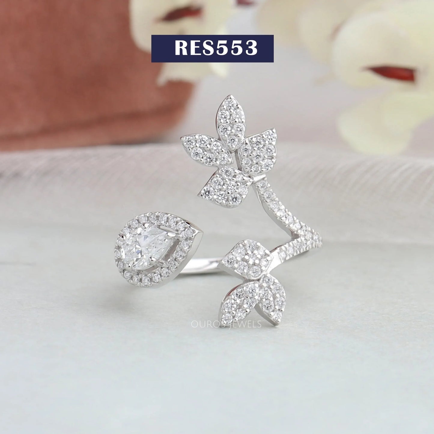 Pear Cut Lab Diamond Engagement Ring