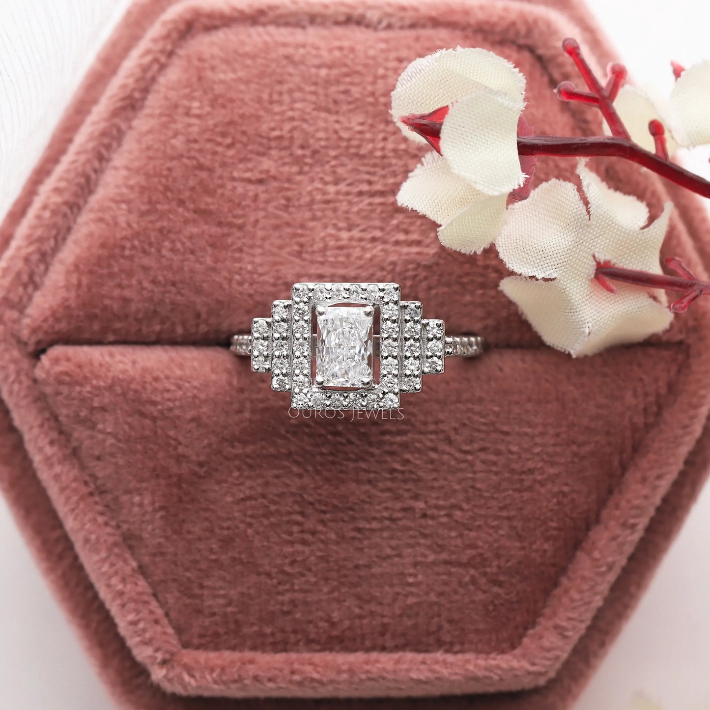 Radiant Cut Halo Diamond Engagement Ring