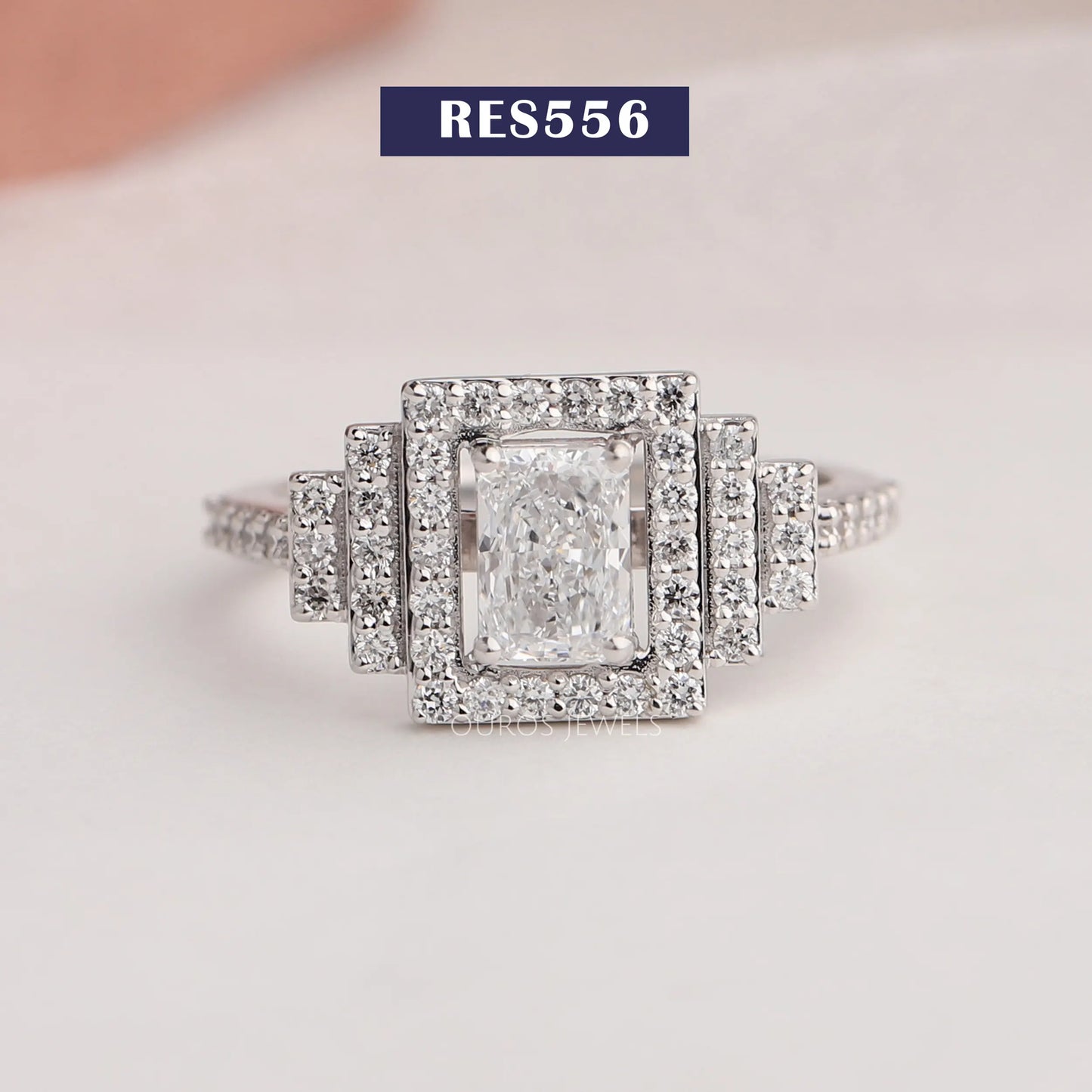 Radiant Cut Halo Diamond Engagement Ring