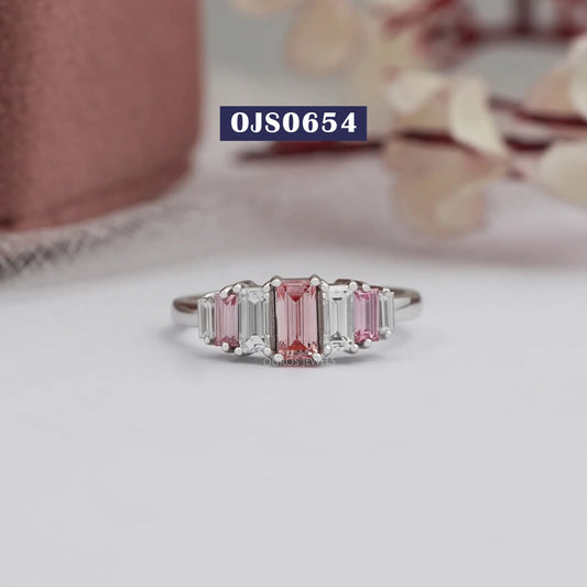 7 Stone  Baguette Cut Lab Diamond Ring