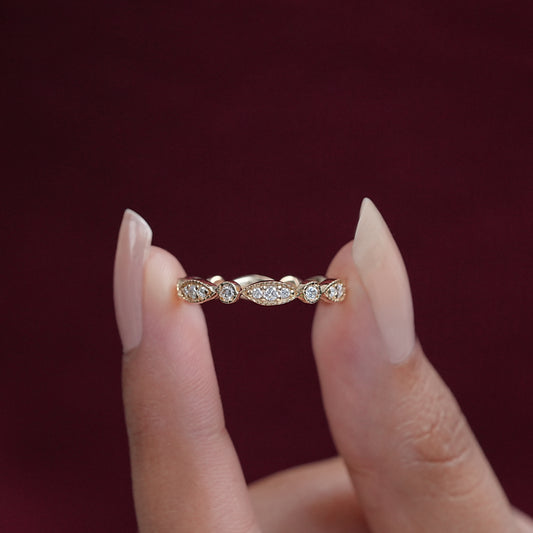 Round Cut Lab Diamond Milgrain Set Band