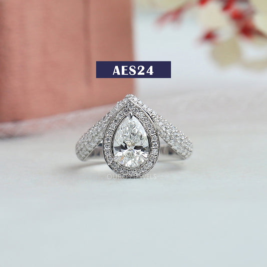 Pear Cut Diamond Halo Engagement Ring