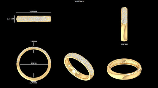 Round Diamond Pave Set Wedding Band