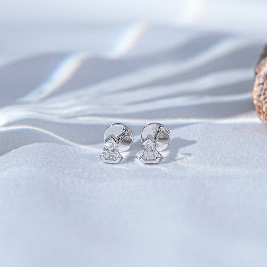 Arrow Cut Lab Diamond Solitaire Stud Earrings