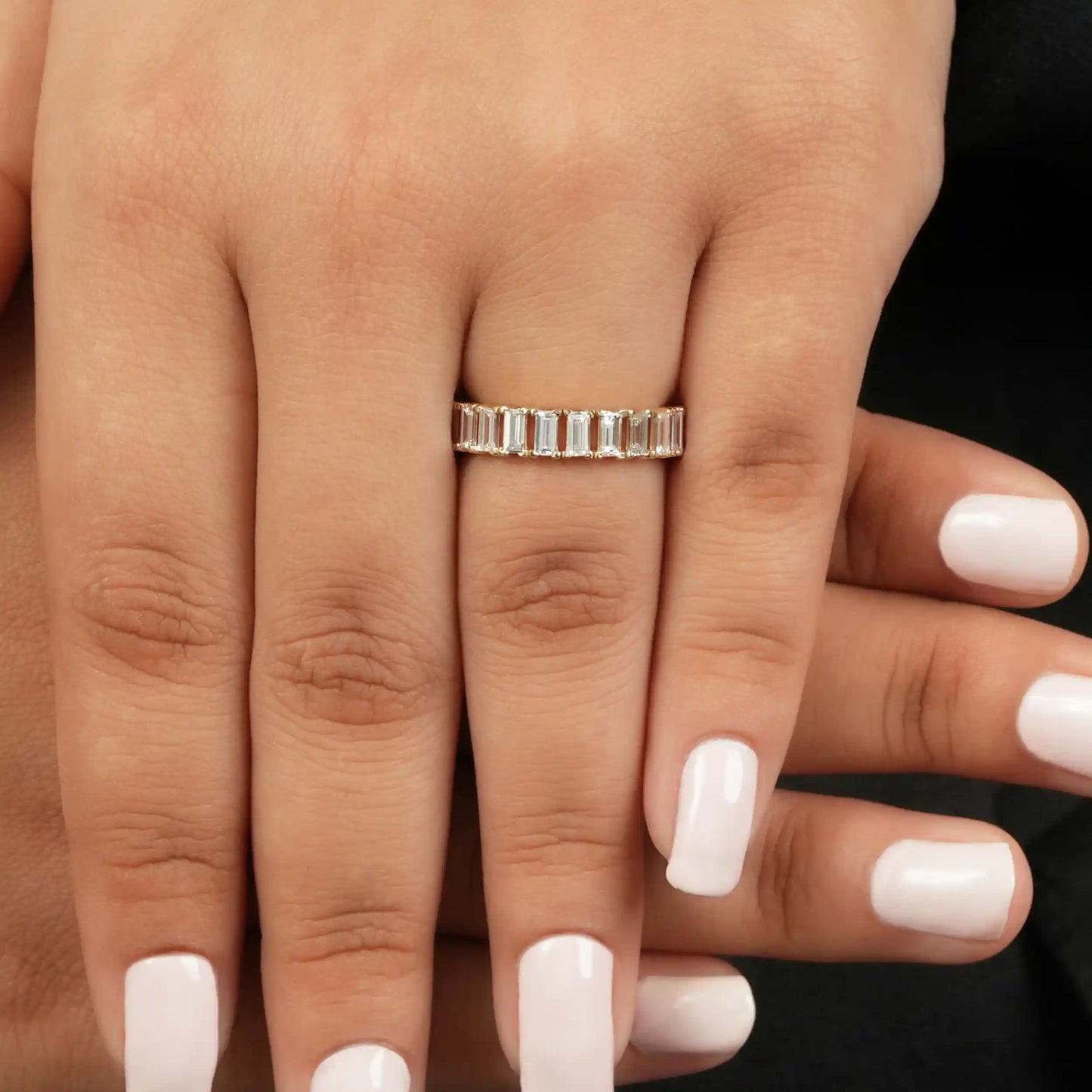 Baguette Cut  Lab Grown Diamond Half Eternity  Wedding  Band