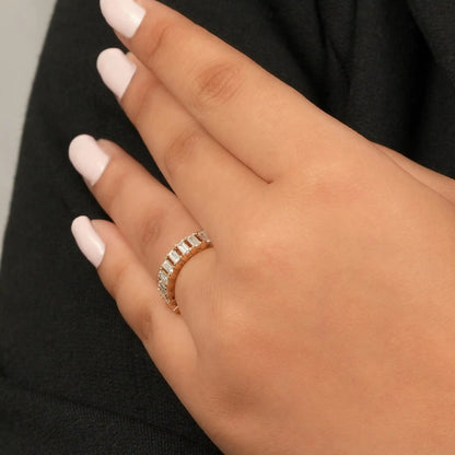 Baguette Cut  Lab Grown Diamond Half Eternity  Wedding  Band