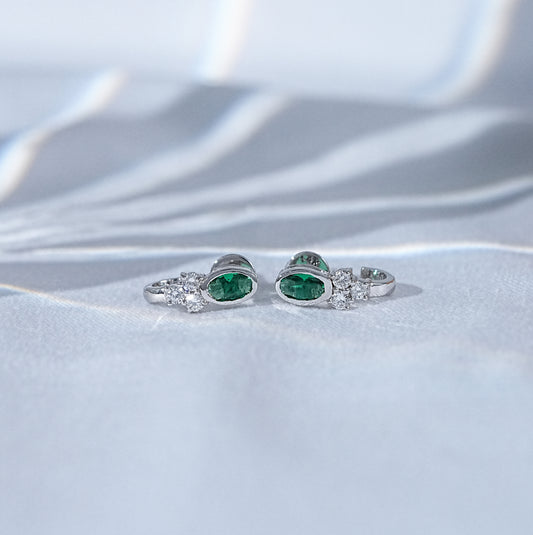 Bezel Set Oval Gemstone Screw Back Earrings