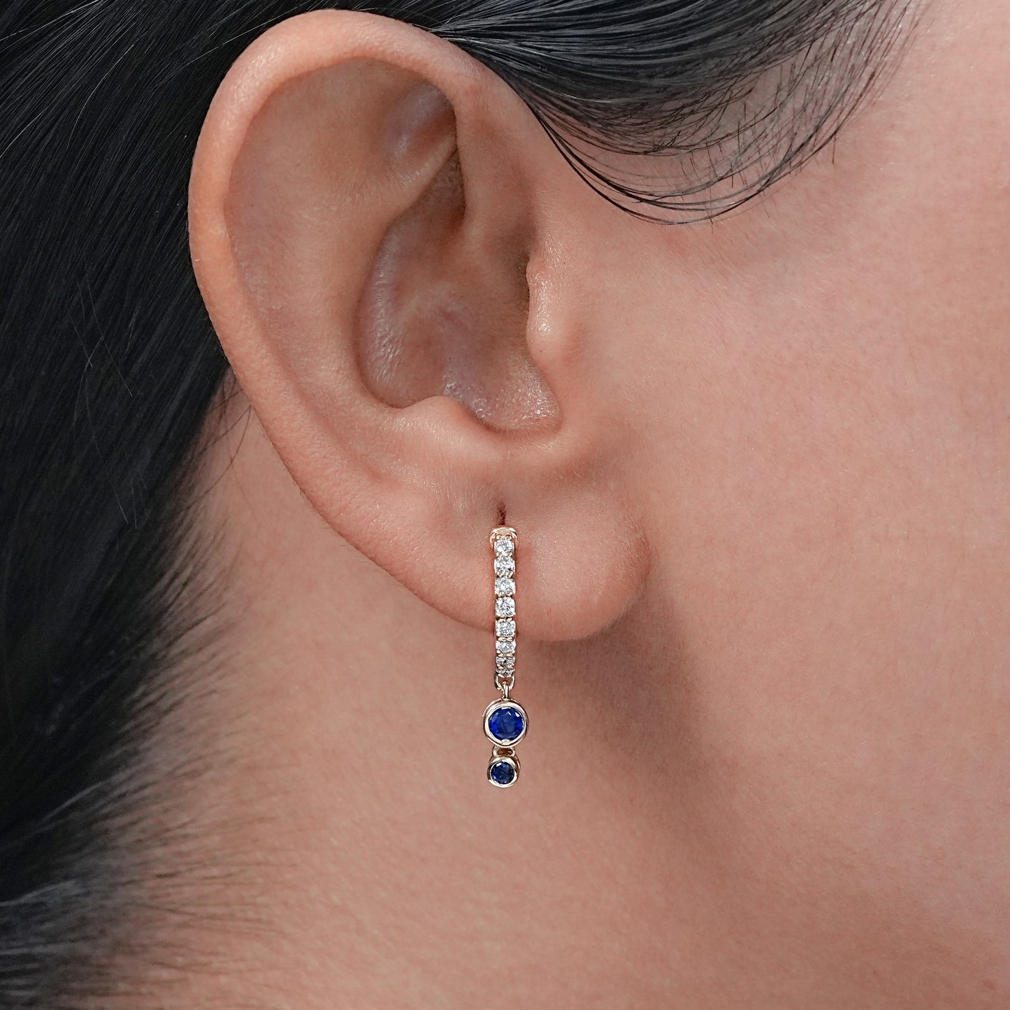 Sapphire Round Gemstone Dangle  Earrings