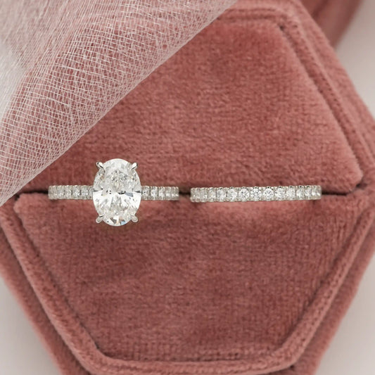 Oval Cut Solitaire With Accent Lab Diamond Bridal Ring Set