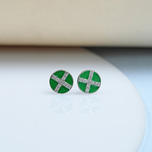 Green Enamel Stud Earrings For Baby Girl