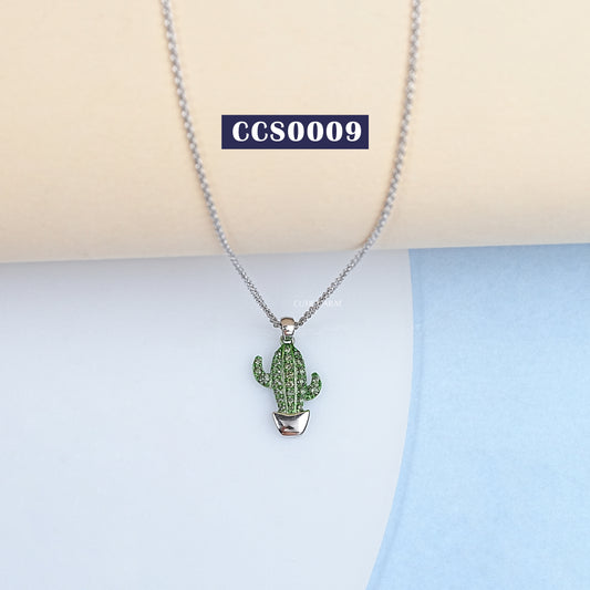 Lab Colored Diamond Cactus Pendant