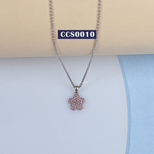 Pink Diamond Flower Pendant