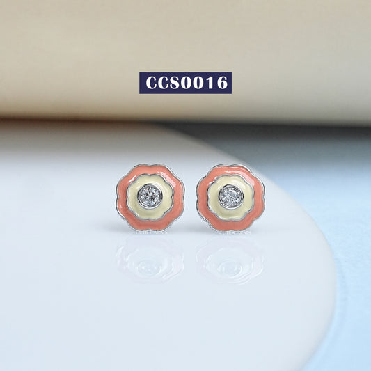 Lab Grown Diamond Enamel Stud Earrings