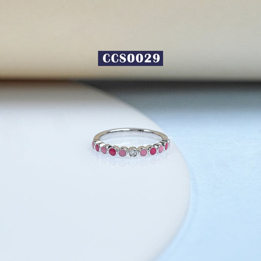 Pink Enamel Stackable Ring