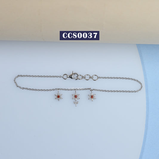 Lab Grown Diamond Flower Charm Anklet