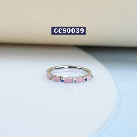 Gemstone Enamel Half Eternity Band