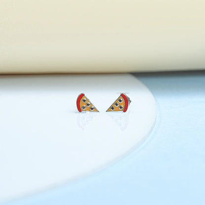 Enamel Pizza Slice Stud Earring For Kids