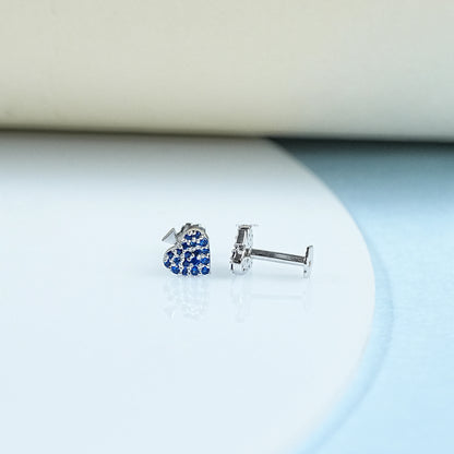 Sapphire Round Spade Suit Stud