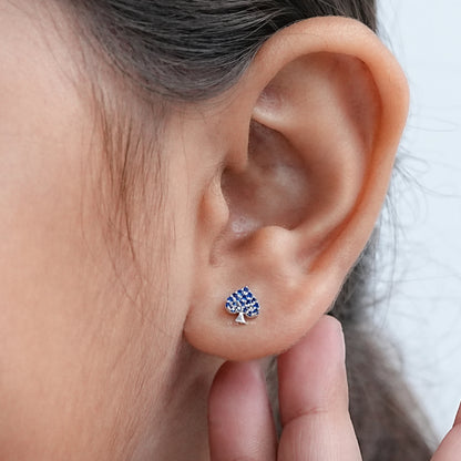 Sapphire Round Spade Suit Stud