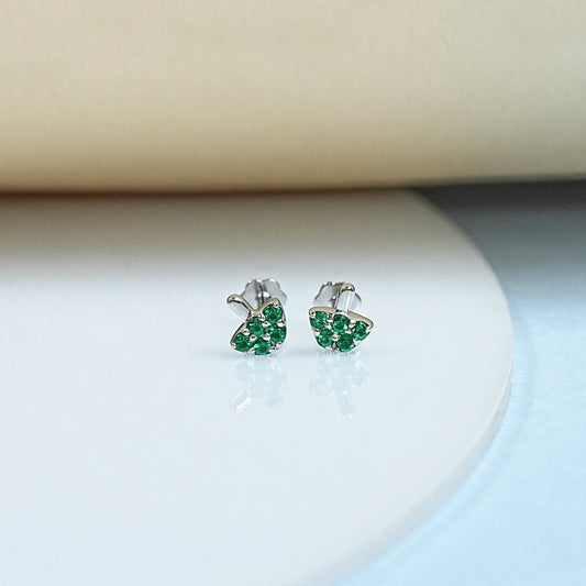 Emerald Round Cut Dainty Mushroom Stud For Kids