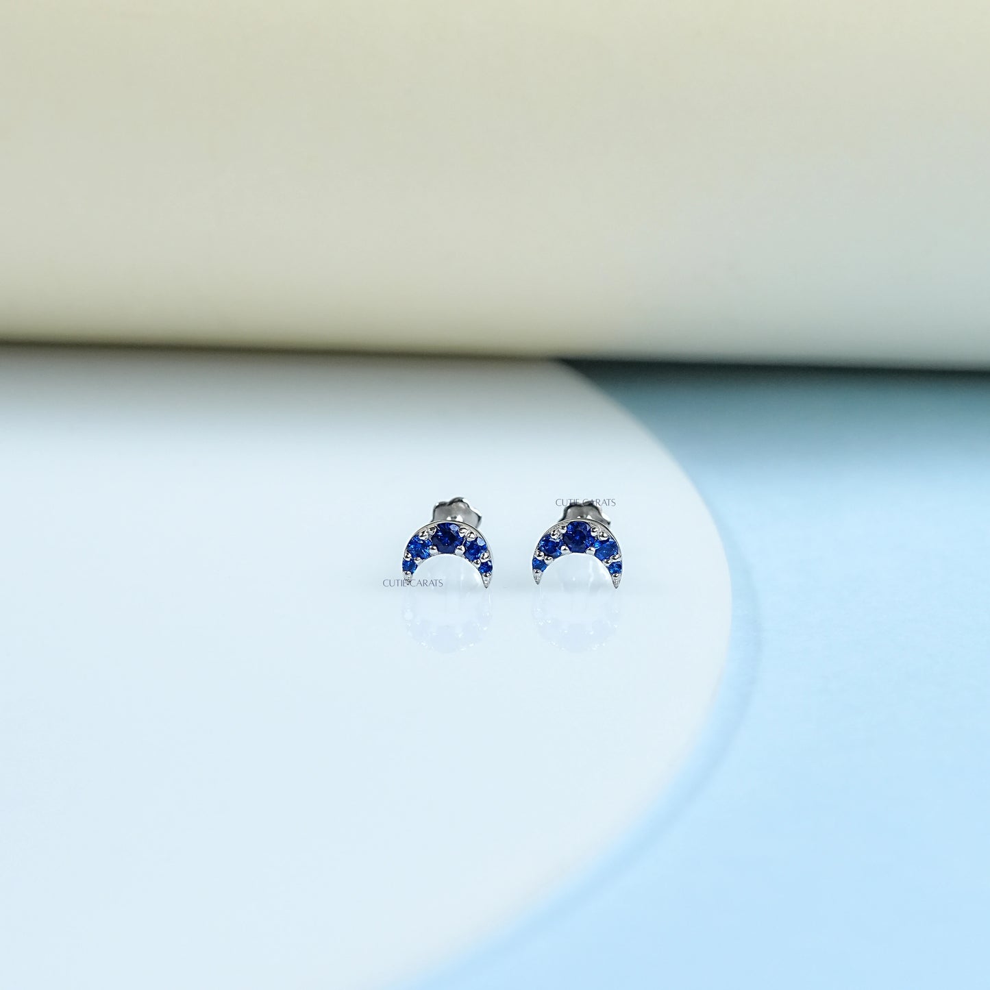 Sapphire Crescent Moon Earrings