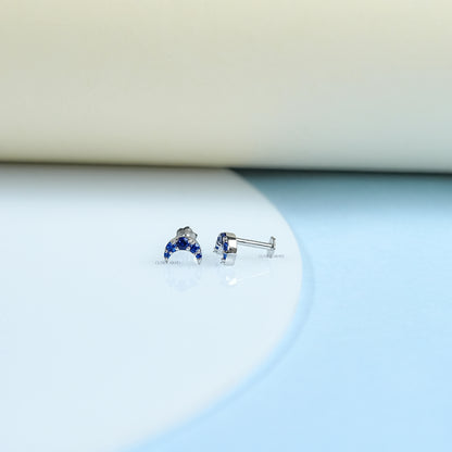 Sapphire Crescent Moon Earrings