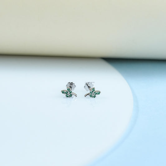 Green Trio Leaf Gemstone Earring