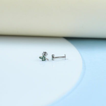 Green Trio Leaf Gemstone Earring