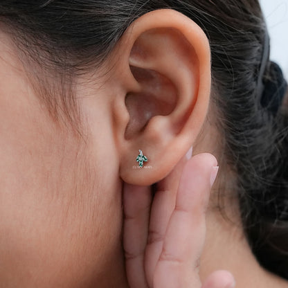 Green Trio Leaf Gemstone Earring
