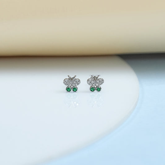 Minimalist Gemstone And Diamond Butterfly Earrings