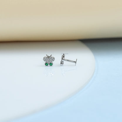Minimalist Gemstone And Diamond Butterfly Earrings
