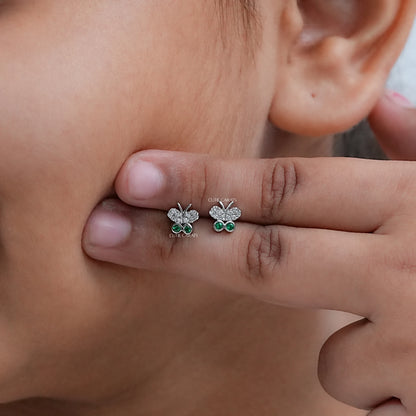 Minimalist Gemstone And Diamond Butterfly Earrings