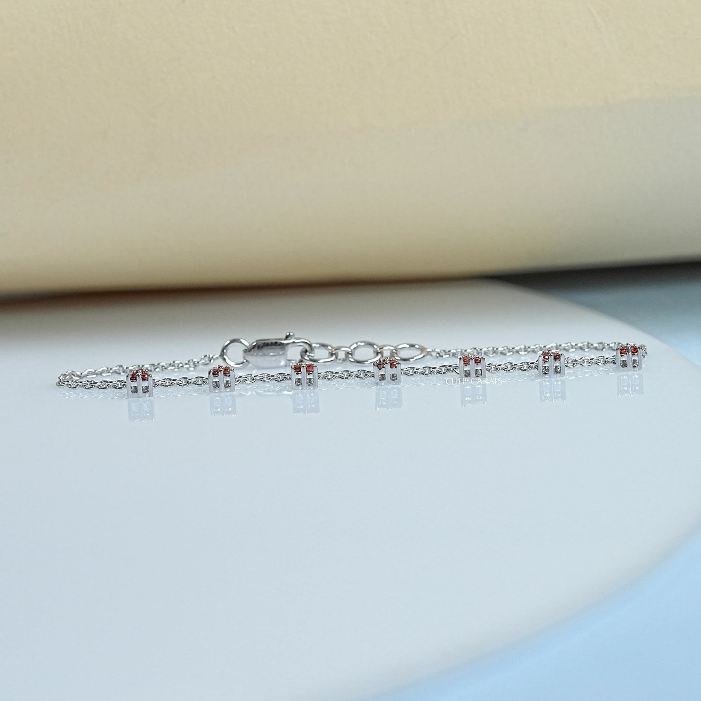 Red Ruby Charm Chain Bracelet For Girls