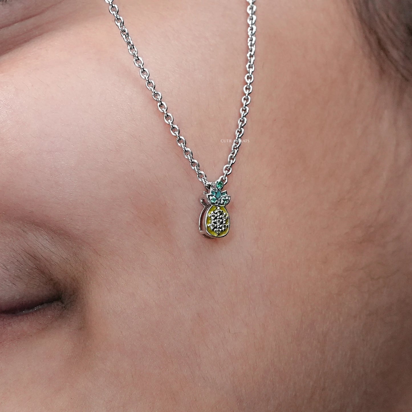 Round Cut Gemstone Pineapple Fruit Shape Kids Pendant
