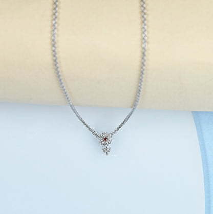 Round Red Ruby Gemstone Flower Pendant