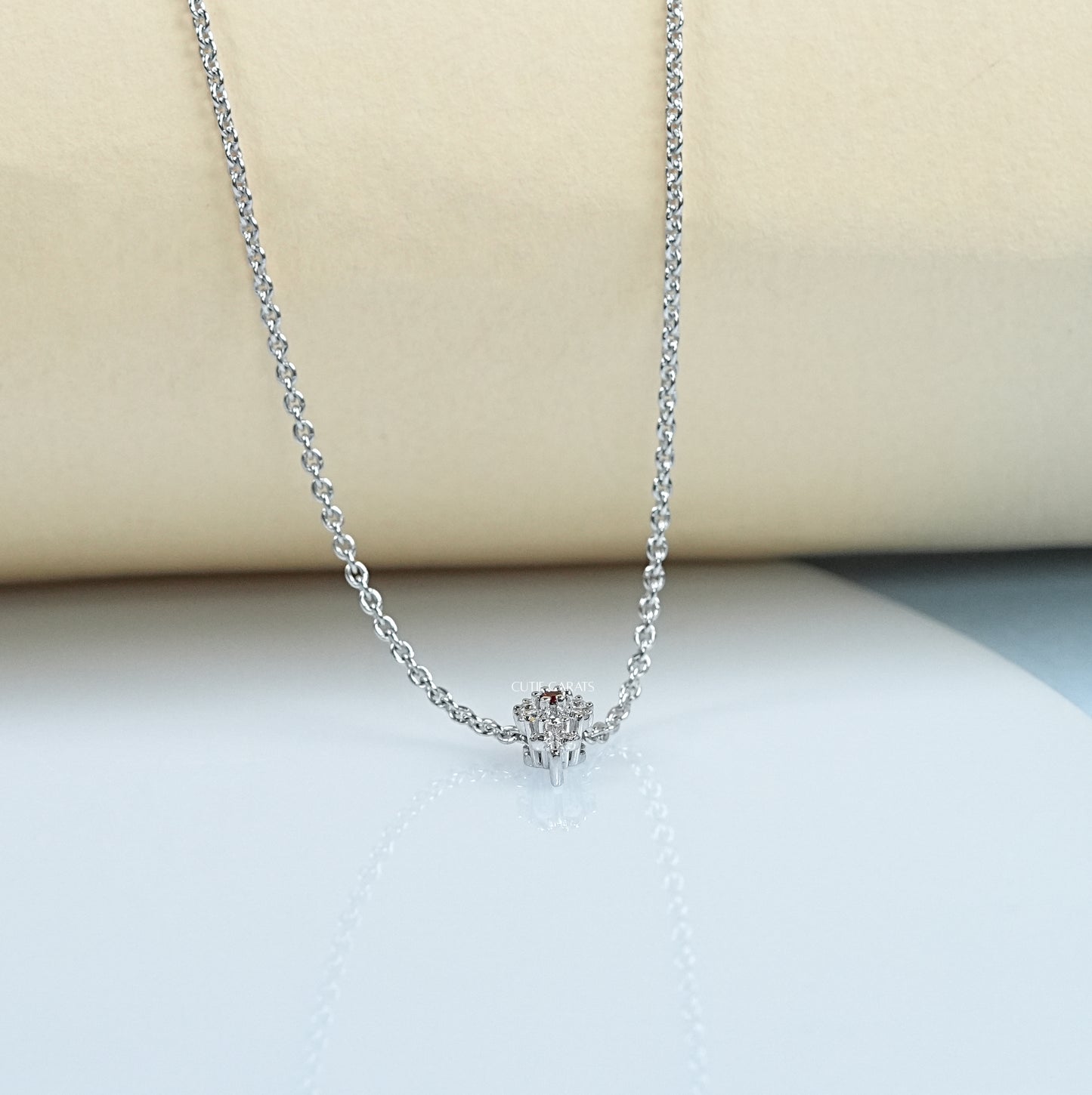 Round Red Ruby Gemstone Flower Pendant