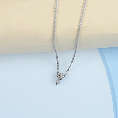 Round Red Ruby Gemstone Flower Pendant