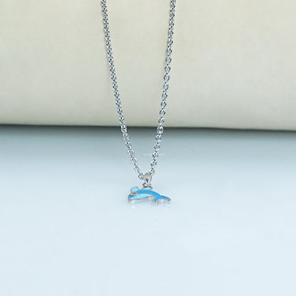 Round Cut Lab Grown Diamond Dolphin Pendant
