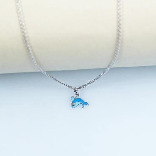 Round Cut Lab Grown Diamond Dolphin Pendant