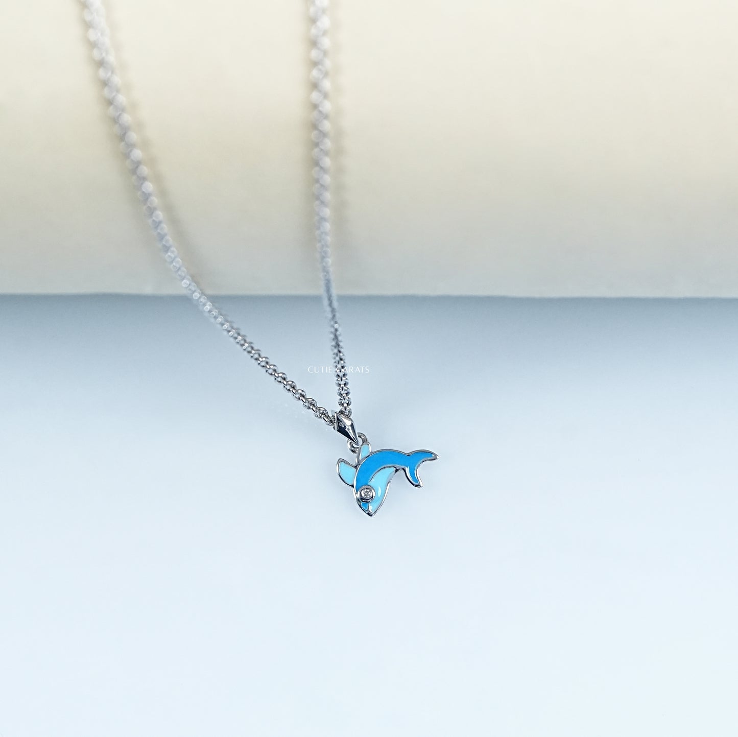 Round Cut Lab Grown Diamond Dolphin Pendant