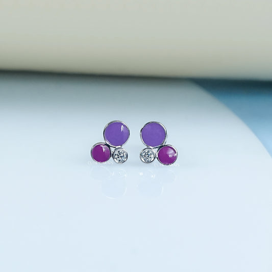 Cute Purple Enamel Earring For Toddler