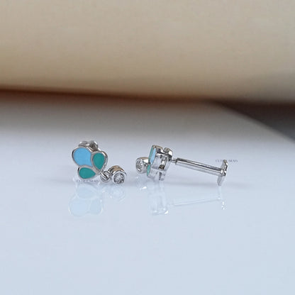 Colored Enamel Stud Earrings For Toddler