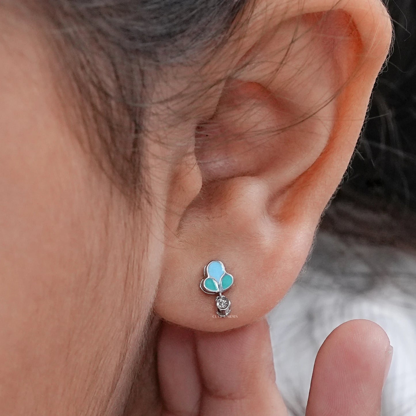 Colored Enamel Stud Earrings For Toddler
