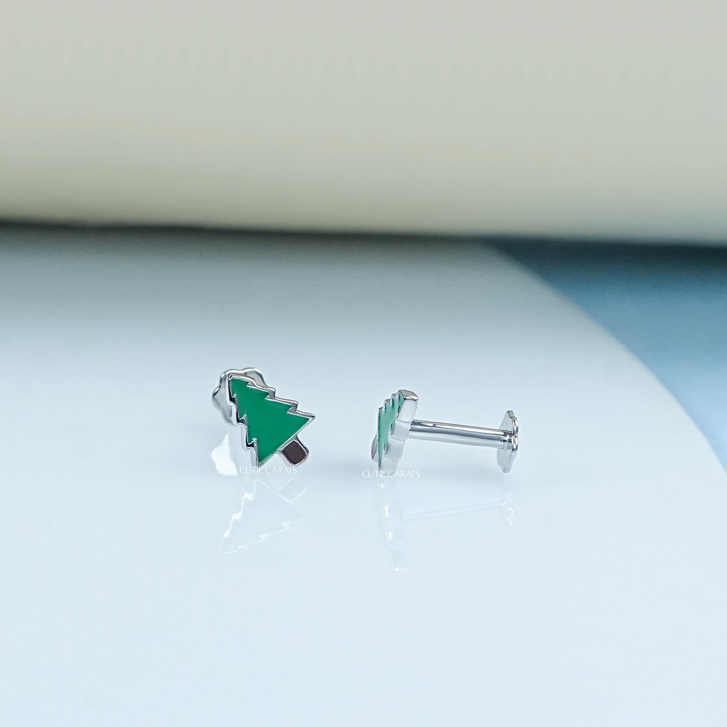 Enamel Christmas Tree Baby Stud Earrings
