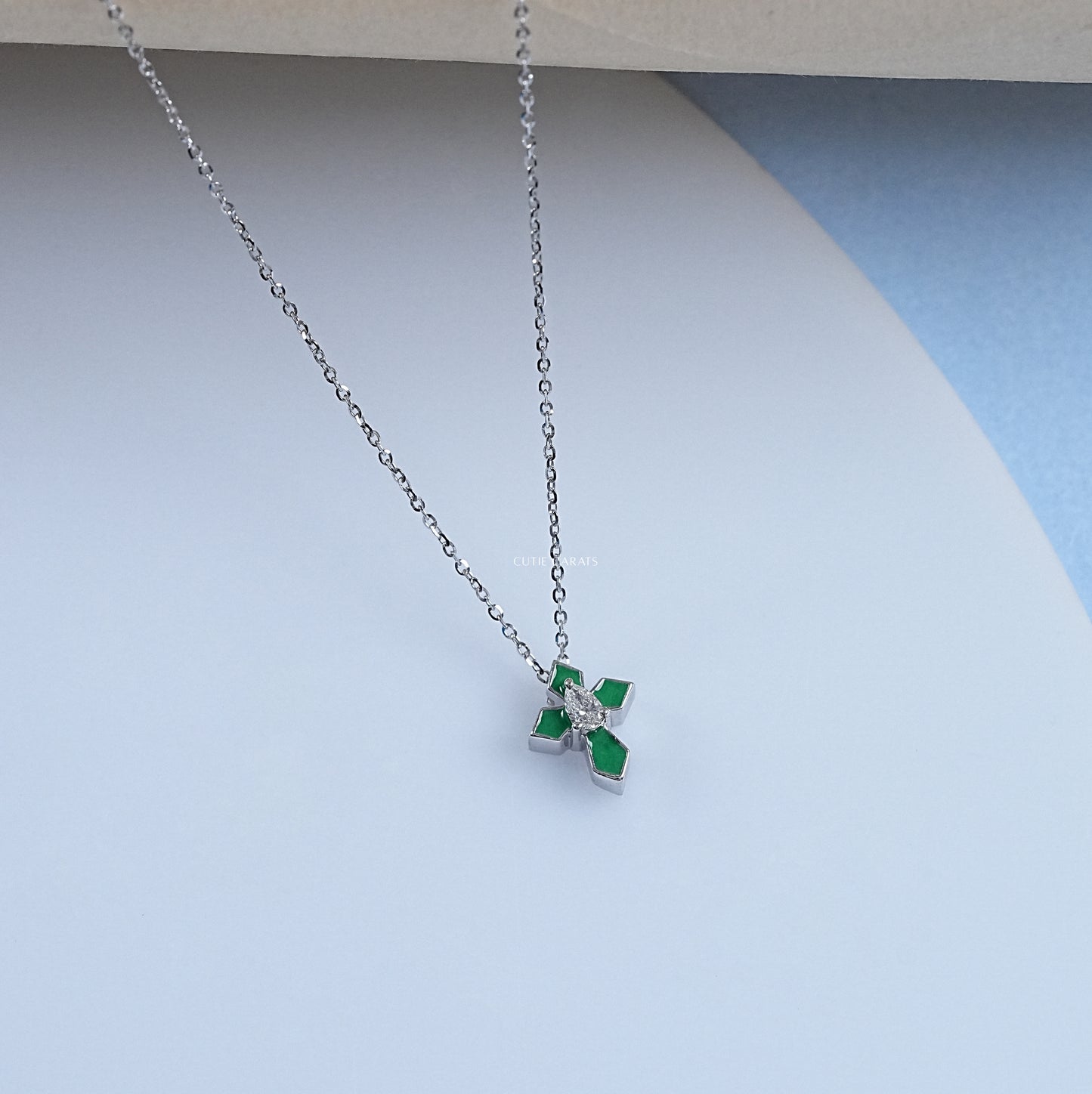 Pear Cut Lab Grown Diamond Cross Necklace