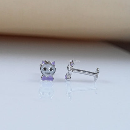Cat Shape Enamel Stud For Kids